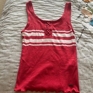Hollister Red and White Sleeveless Top- Size Small